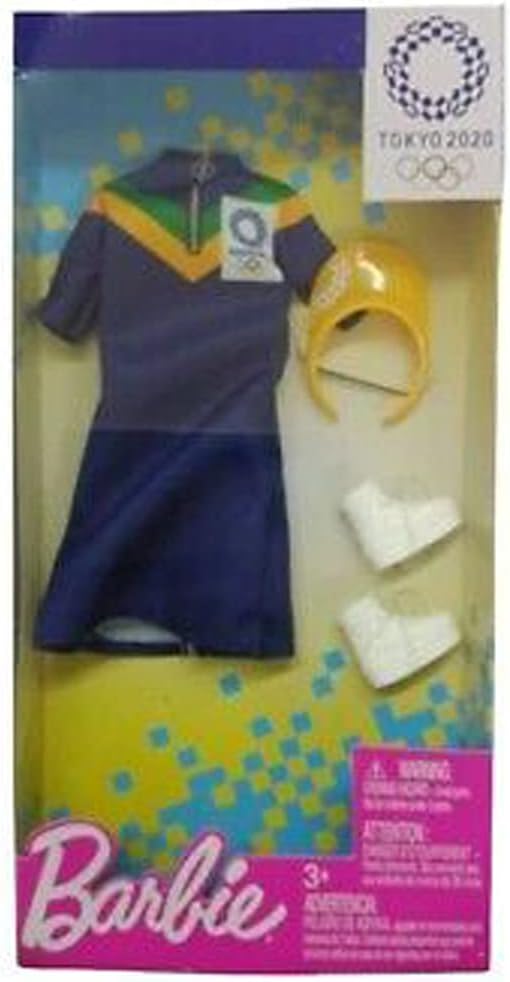Barbie Clothes: Outfit Inspired by Olympic Games Tokyo 2020 Doll, Dress with Visor and Sneakers, Gift for 3 to 8 Year Olds