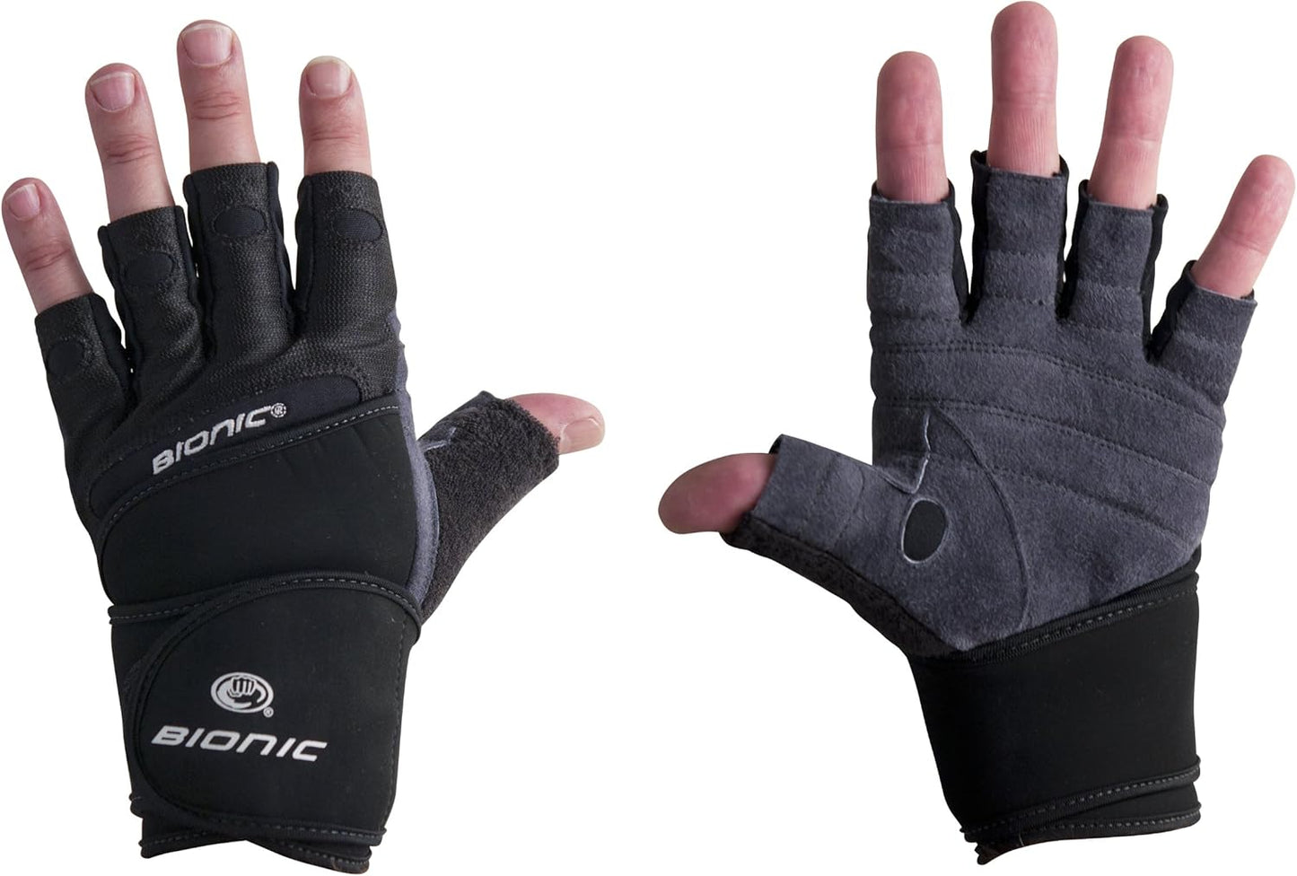 Bionic Mens Wrist Wrap Fitness Gloves (Pair of 2)