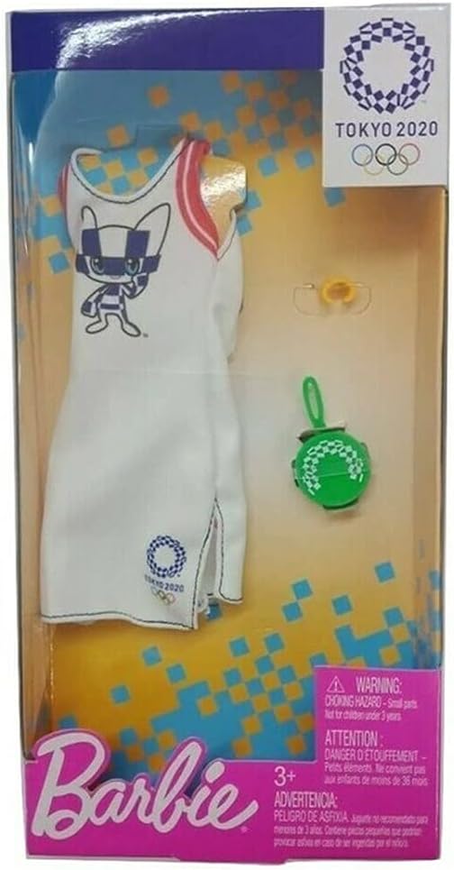 Barbie Clothes: Outfit Inspired by Olympic Games Tokyo 2020 Doll, Dress with Racquet-Shaped Purse and Watch, Gift for 3 to 8 Year Olds