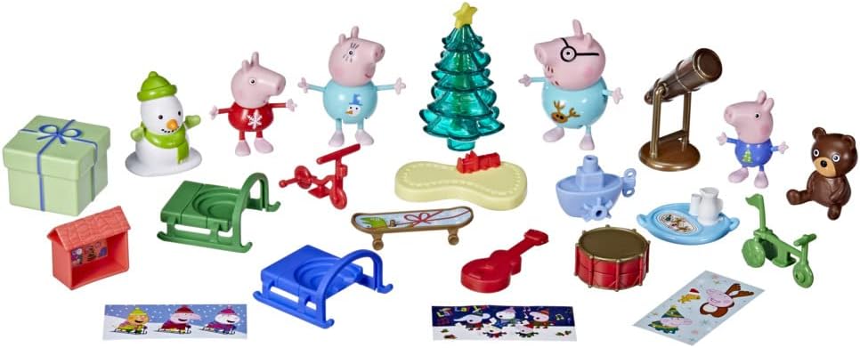 Peppa Pig Peppa’s Advent Calendar Toy, 45 x 91 Cm (Open); 24 Items Include 4 Holiday Family Figures; Ages 3 and Up