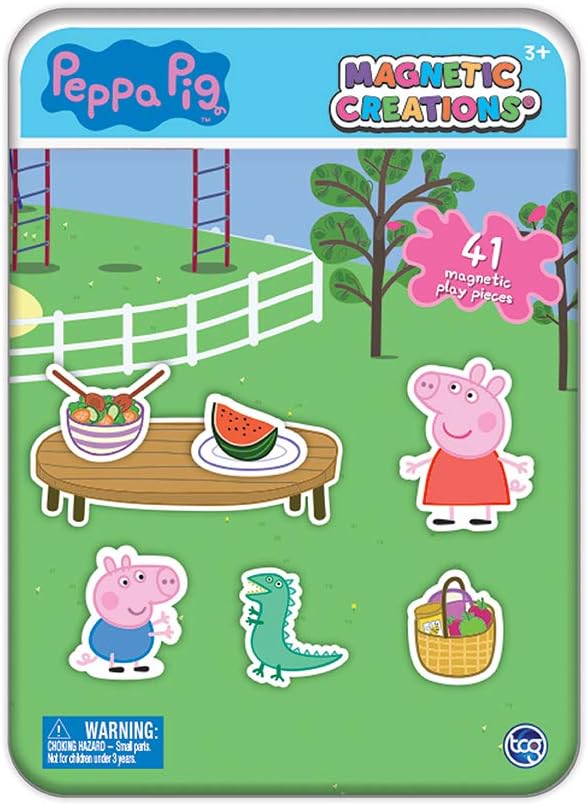 Peppa Pig - Magnetic Creations Tin - Dress Up Play Set - Includes 2 Sheets of Mix & Match Dress Up Magnets with Storage Tin. Great Travel Activity for Kids and Toddlers!