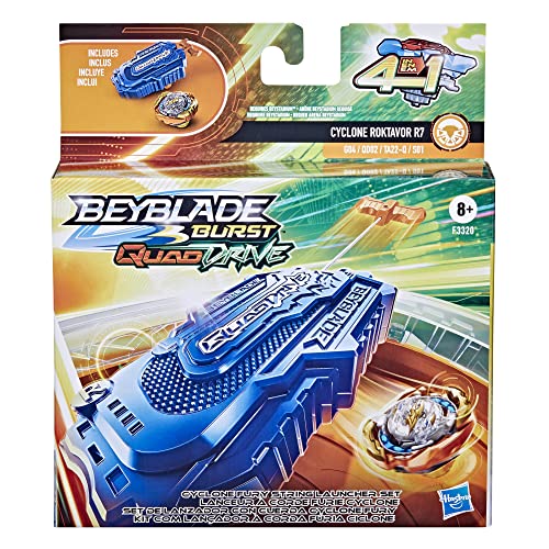 BEYBLADE Burst QuadDrive Cyclone Fury String Launcher Set - Battle Game Set with String Launcher and Right-Spin Battling Top Toy