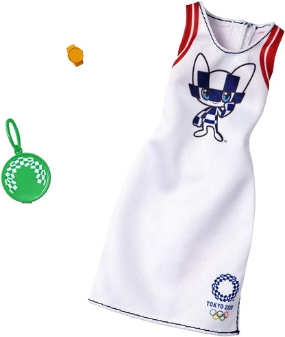 Barbie Clothes: Outfit Inspired by Olympic Games Tokyo 2020 Doll, Dress with Racquet-Shaped Purse and Watch, Gift for 3 to 8 Year Olds