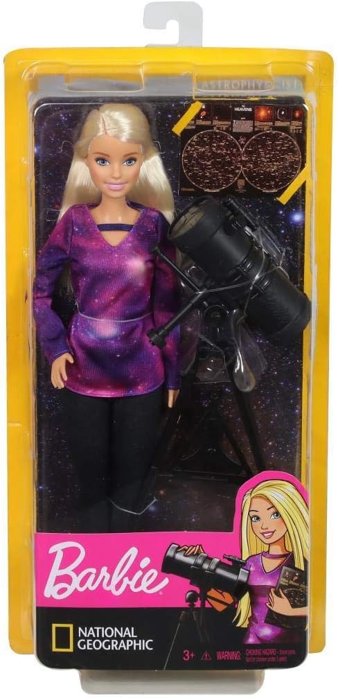 BarbieAstrophysicist Doll, Blonde with Telescope and Star Map, Inspired by National Geographic