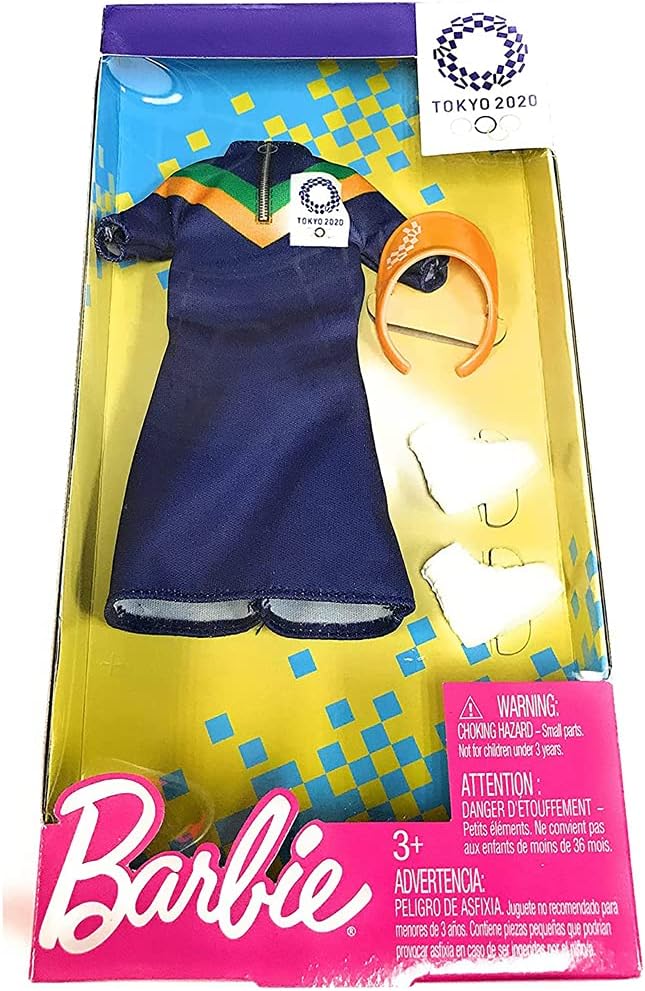 Barbie Clothes: Outfit Inspired by Olympic Games Tokyo 2020 Doll, Dress with Visor and Sneakers, Gift for 3 to 8 Year Olds