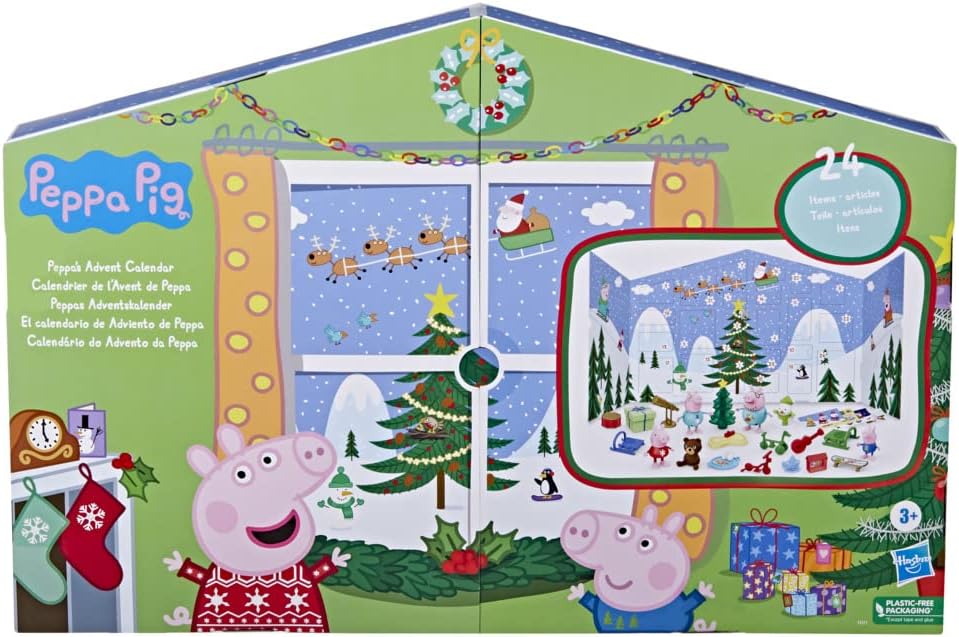 Peppa Pig Peppa’s Advent Calendar Toy, 45 x 91 Cm (Open); 24 Items Include 4 Holiday Family Figures; Ages 3 and Up