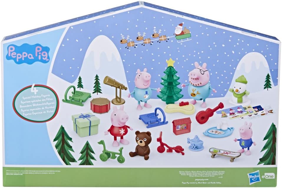 Peppa Pig Peppa’s Advent Calendar Toy, 45 x 91 Cm (Open); 24 Items Include 4 Holiday Family Figures; Ages 3 and Up