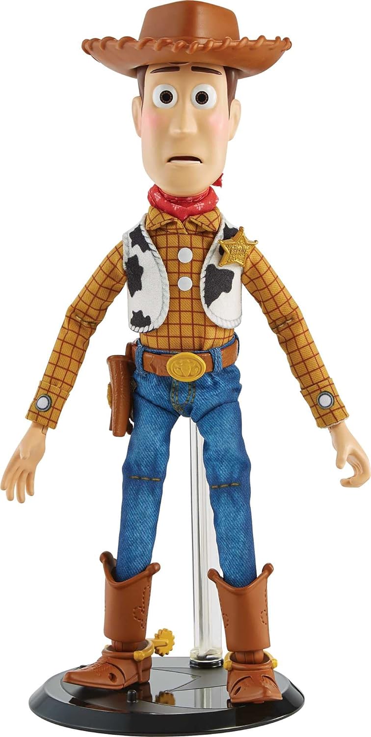 Mattel Pixar Spotlight Series Woody Figure, Disney Pixar Toy Story Collectable, 9.2-in Tall with 2 Hand Sets, 2 Expressions, Articulation & Display Box with Reversible Background