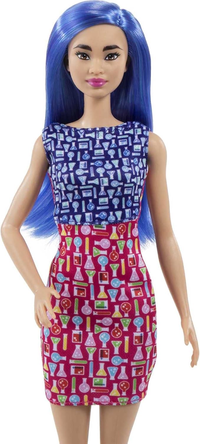 Barbie Scientist Fashion Doll with Blue Hair, Lab Coat & Flats, Microscope Accessory