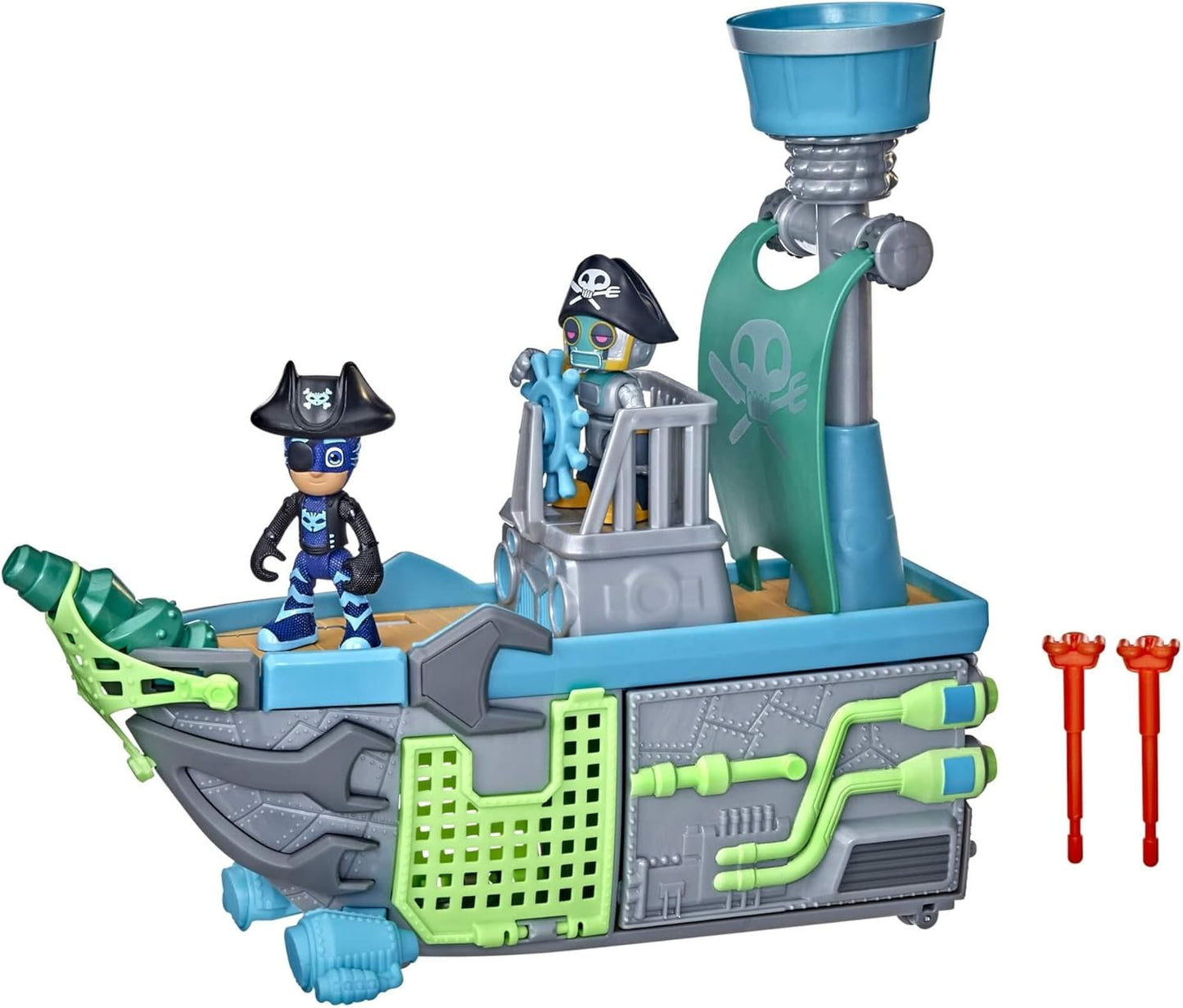 PJ Masks Sky Pirate Battleship Preschool Toy, Vehicle Playset with 2 Action Figures for Kids Ages 3 and Up Multicolor F36655L0