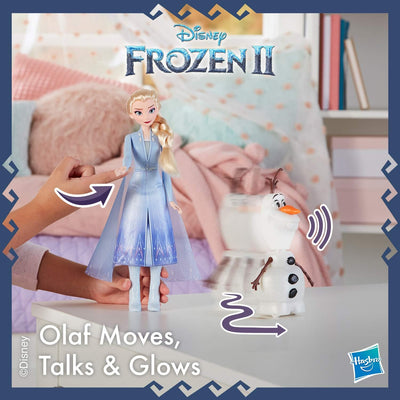 Disney Frozen Talk and Glow Olaf and Elsa Dolls, Remote Control Elsa Activates Talking, Dancing, Glowing Olaf, Inspired 2 Movie - Toy for Kids Ages 3 and Up