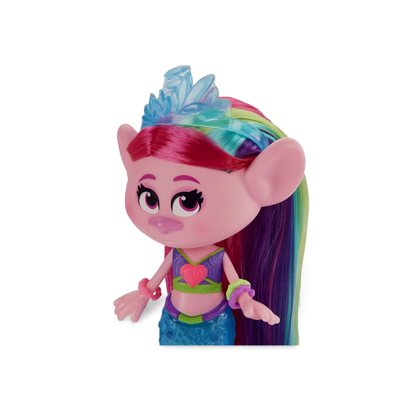 Trolls DreamWorksTopia Techno Mermaid Poppy Doll, Tail Lights Up in or Out of Water, Toy for Girls and Boys 4 Years Old and Up
