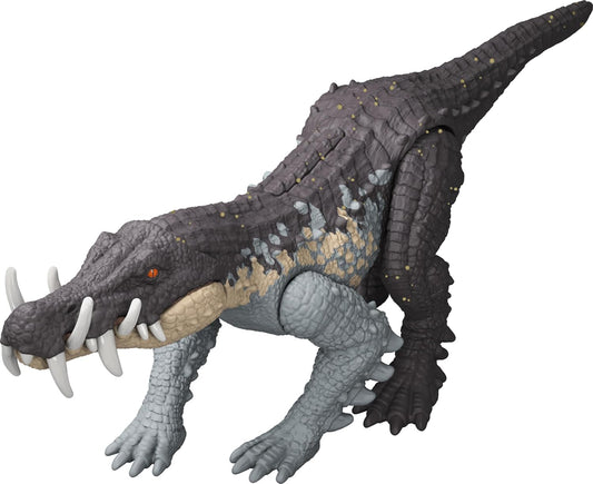 Mattel Jurassic World Strike Attack Kaprosuchus Dinosaur Toy with Single Strike Action, Movable Joints, Action Figure Gift with Physical & Digital Play