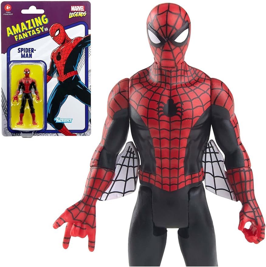 Marvel Legends Series Retro 375 Collection Spider-Man Action Collectible Figure, 3.75-inch Toys for Kids Ages 4 and Up