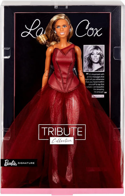 Barbie Tribute Collection Laverne Cox Doll, Collectible Doll Wearing Layered Look with Glittery Bodysuit and Tulle Gown, Gift for Collectors