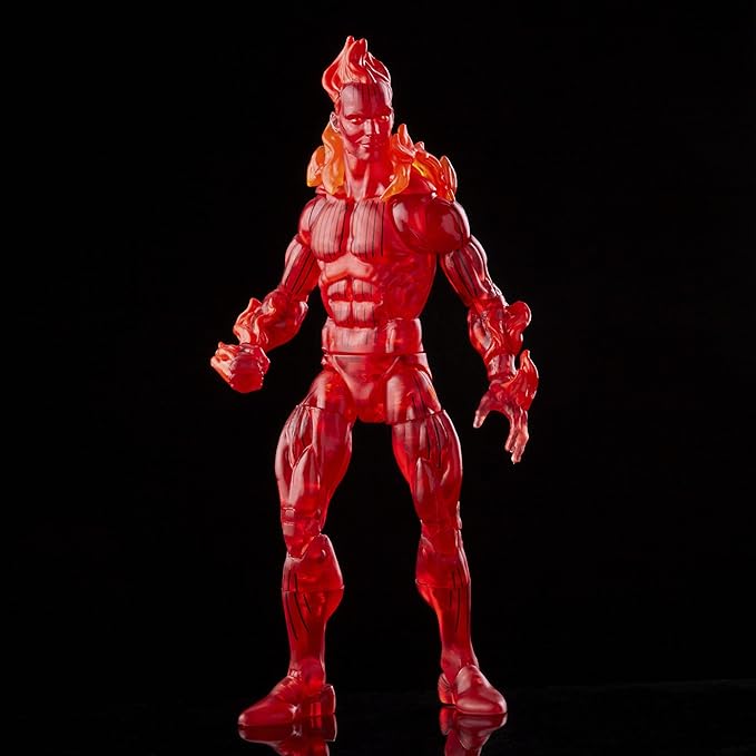 Marvel Hasbro Legends Series Retro Fantastic Four The Human Torch 6-inch Action Figure Toy, Includes 5 Accessories