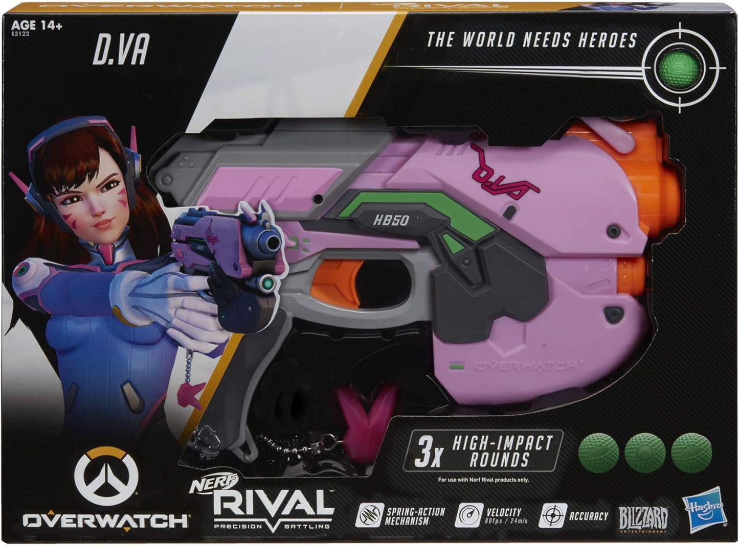 Overwatch D.Va Nerf Rival Blaster with 3 Overwatch Rival Rounds