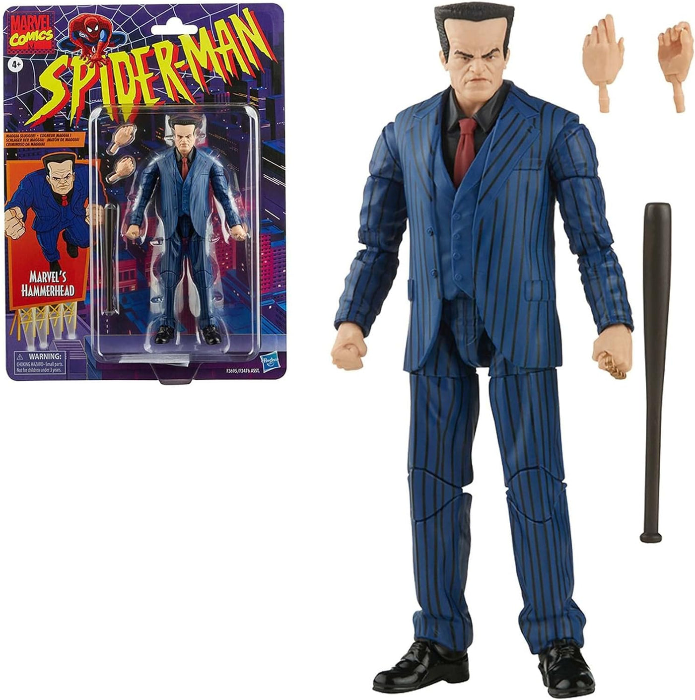 Spider-Man Marvel Legends Series 6-inch Marvel’s Hammerhead Action Figure Toy, Includes 3 Accessories: 2 Alternate Hands, 1 Baseball Bat