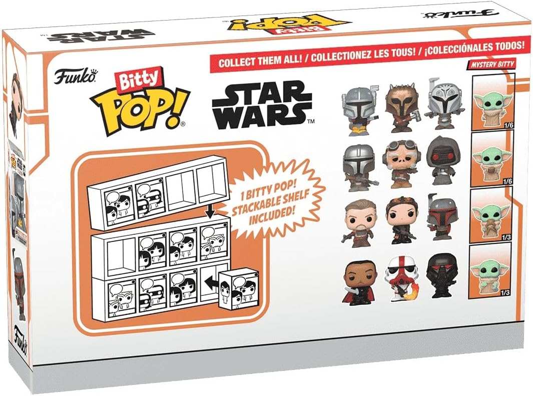 Funko Bitty POP! Mandalorian 4 Pack - The Mandalorian, Bitty POP! Kuiil, Bitty POP! Offworld Jawa, and a Mystery Bitty POP! Figure and A Surprise Mystery Mini Figure - 0.9 Inch (2.2 Cm)