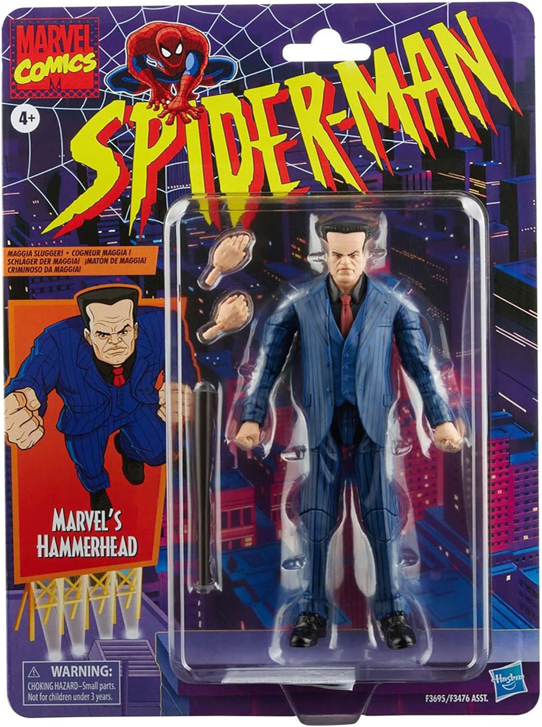 Spider-Man Marvel Legends Series 6-inch Marvel’s Hammerhead Action Figure Toy, Includes 3 Accessories: 2 Alternate Hands, 1 Baseball Bat