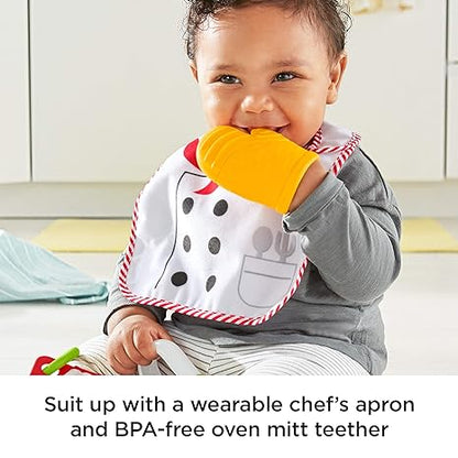 Fisher-Price Cutest Chef Gift Set, 4 cooking-themed baby toys with wearable bib and teether for babies ages 3 months and older