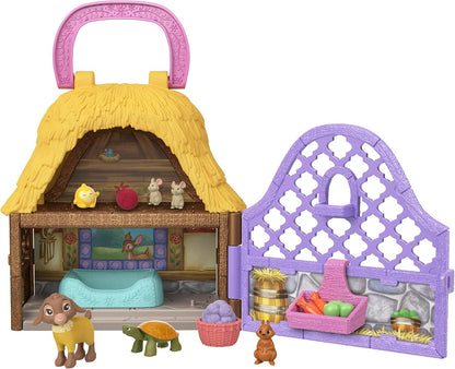 Mattel Disney Wish Mini Doll Playset, Star & Valentino of Rosas Portable Set with Valentino The Goat & Star Toy Figures & 10 Accessories, Travel Toys