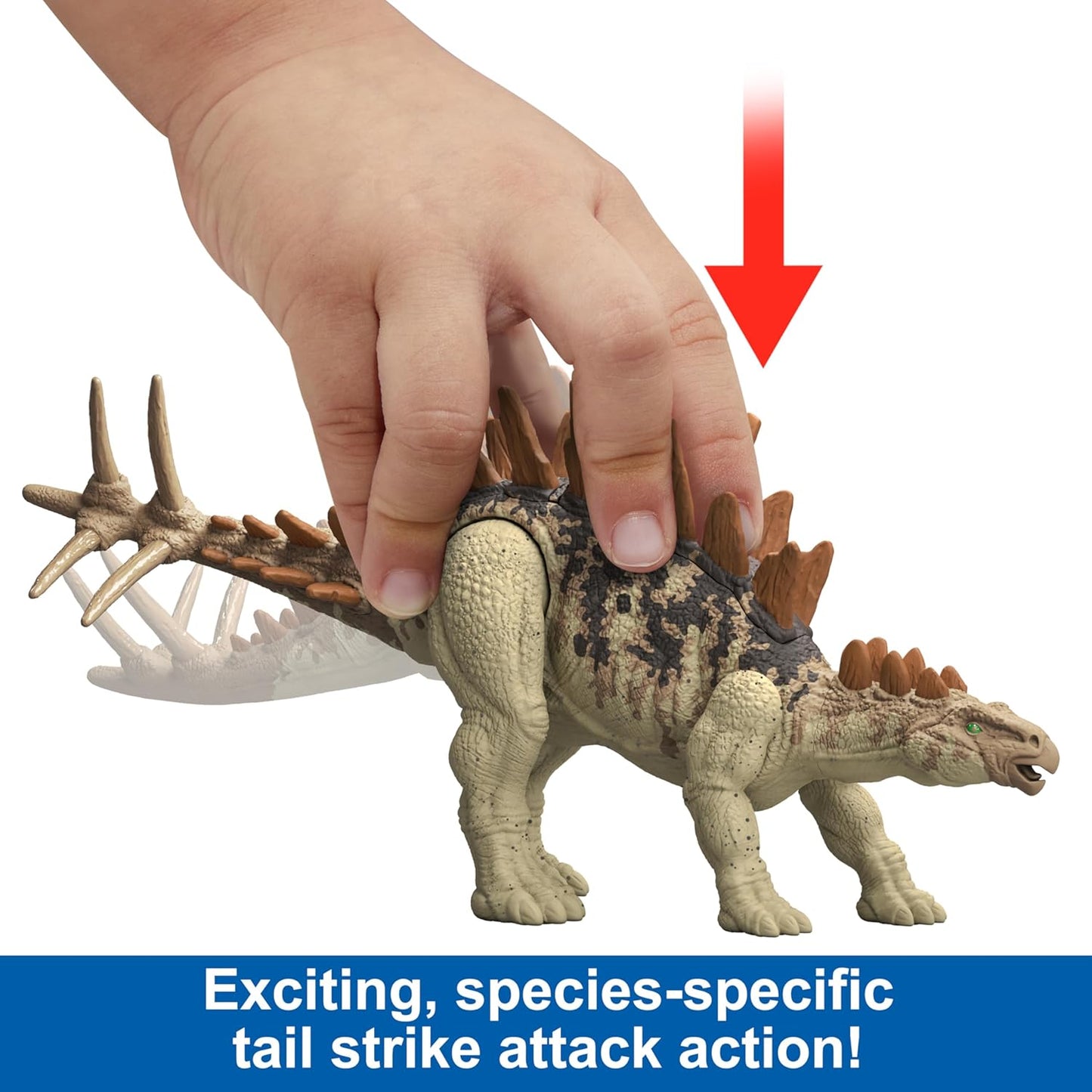 Mattel Jurassic World Strike Attack Tuojiangosaurus Dinosaur Toy with Single Strike Action, Movable Joints, Action Figure with Physical & Digital Play