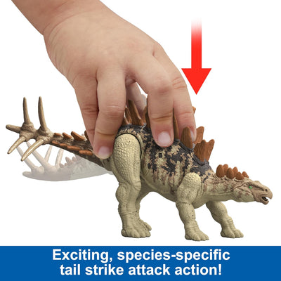 Mattel Jurassic World Strike Attack Tuojiangosaurus Dinosaur Toy with Single Strike Action, Movable Joints, Action Figure with Physical & Digital Play