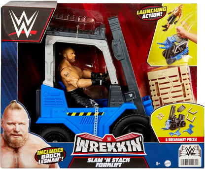 Mattel WWE Slam 'N Stack Forklift Wrekkin Vehicle Breakaway Forklift with Mattel WWE Brock Lesnar, for 6-Inch Action Figure