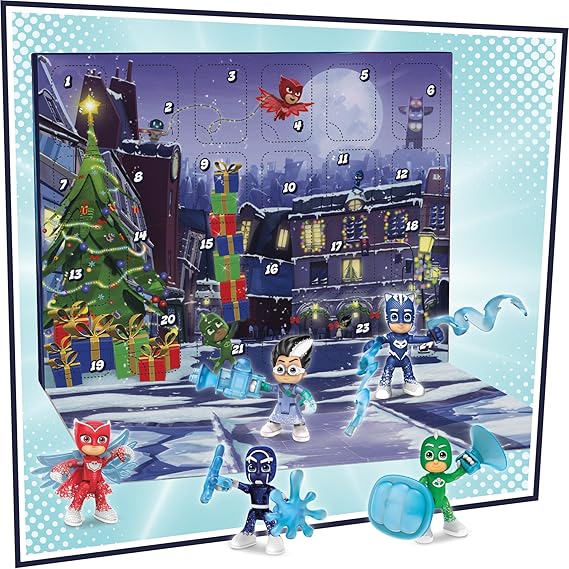 PJ Masks Kids Advent Calendar, 24 Daily Surprise Toys Including Action Figures, Accessories, and Stickers, Countdown Calendar, Ages 3 and Up