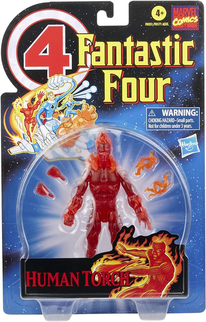 Marvel Hasbro Legends Series Retro Fantastic Four The Human Torch 6-inch Action Figure Toy, Includes 5 Accessories