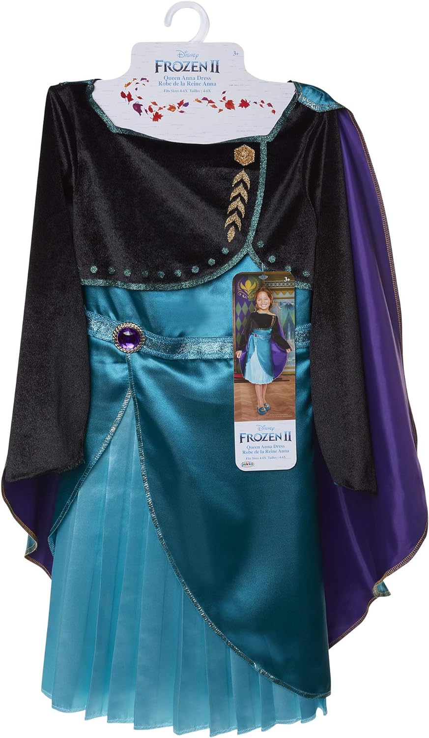 Frozen Disney 2 Queen Anna Dress - Outfit Fits Sizes 4-6X - Costume for Girls Ages 3+