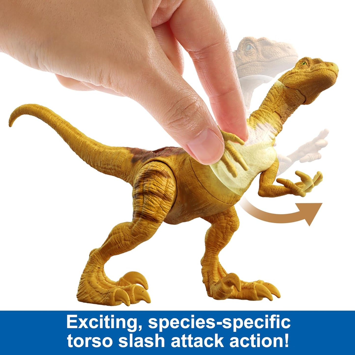 Mattel Jurassic World Strike Attack Velociraptor Dinosaur Toy with Single Strike Action, Movable Joints, Action Figure Gift with Physical & Digital Play