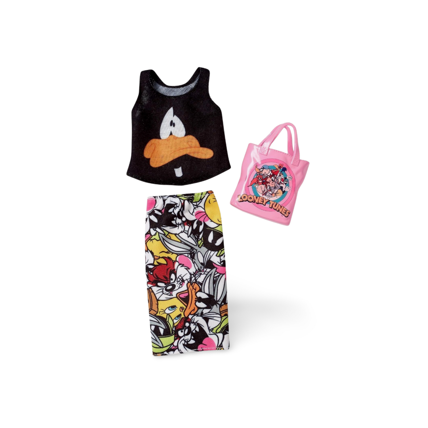 Barbie Clothes: Looney Tunes Daffy Duck Top & Character Skirt Doll & Accessory