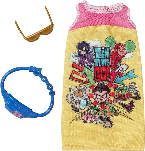 Barbie Clothes: Teen Titans Go! Character Jersey Dress with Fanny Pack and Sunglasses