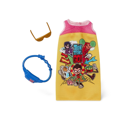 Barbie Clothes: Teen Titans Go! Character Jersey Dress with Fanny Pack and Sunglasses