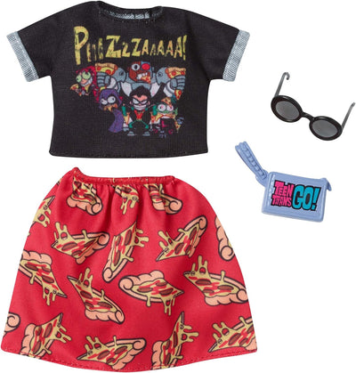 Barbie Clothes: Teen Titans Go! Pizza Top & Skirt Doll & 2 Accessories