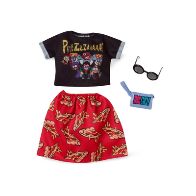 Barbie Clothes: Teen Titans Go! Pizza Top & Skirt Doll & 2 Accessories