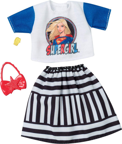 Barbie Clothes: DC Comics Supergirl Top Doll, Skirt & 2 Accessories