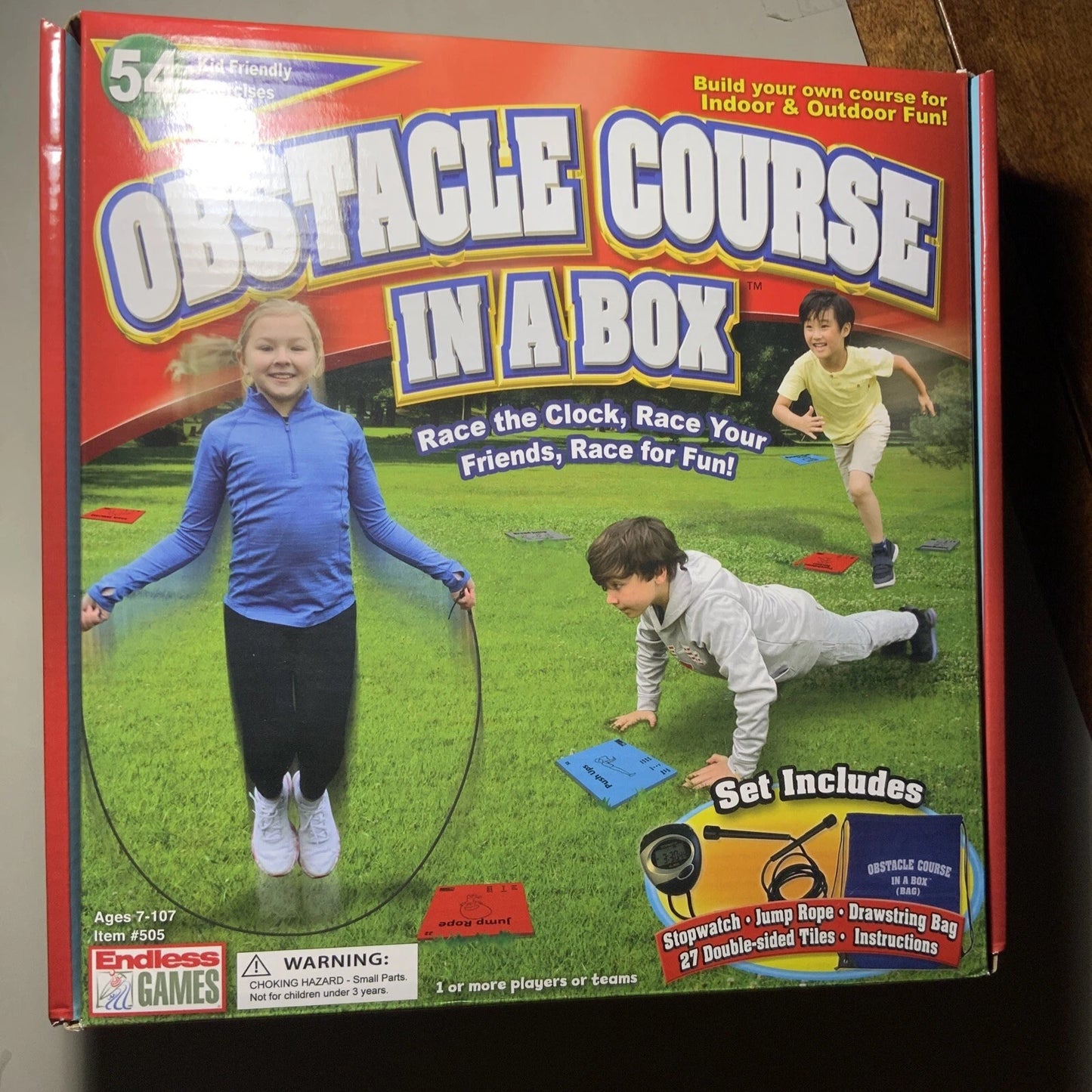 Obstacle Course in A Box Indoor & Outdoor Family Game with 54 Fun Physical Challenges | Active Play Game for Kids, Teens & Adults