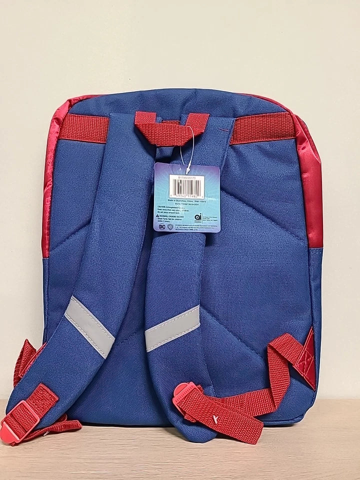 Wonder Woman Gold Glitter Shiny 16" Girls Backpack Book Bag Red Blue Zippered